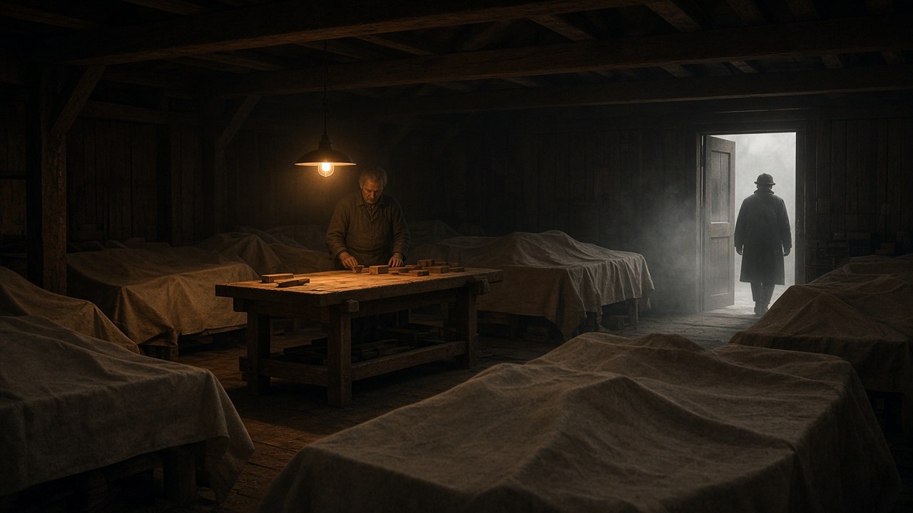 Warm wooden workshop with tools and soft light
